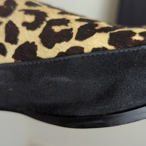 Boho Halogen Genuine Leather Leopard Printed Calf Hair Slip on Shoes - Picture 6 of 8
